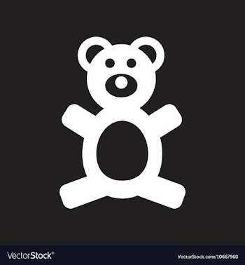 Flat icon in black and white style toy bear vector image