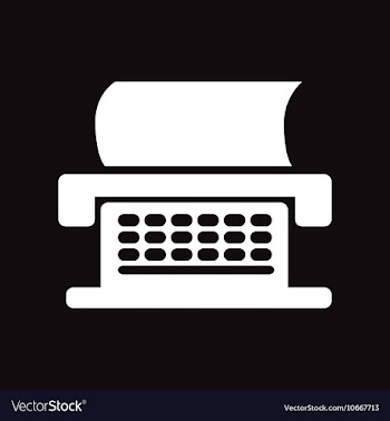 Flat icon in black and white style typewriter vector image