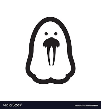 Flat icon in black and white style walrus vector image