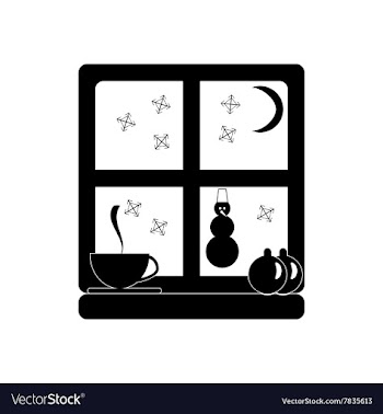 Flat icon in black and white style window snow vector image