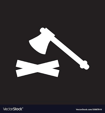 Flat icon in black and white style wood and an ax vector image