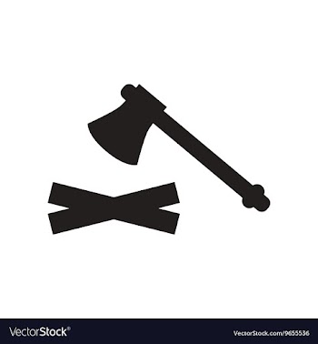 Flat icon in black and white style wood and an ax vector image
