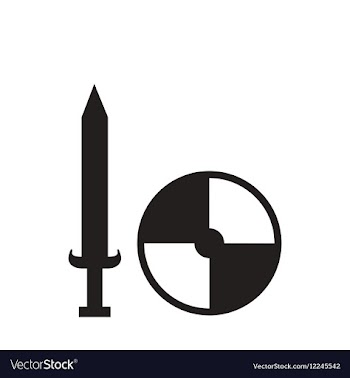 Flat icon in black and white sword shield vector image