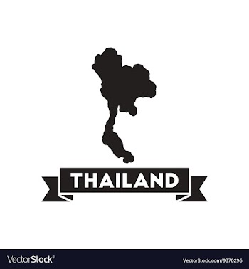 Flat icon in black and white Thailand map vector image