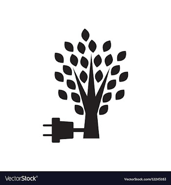 Flat icon in black and white tree energy vector image