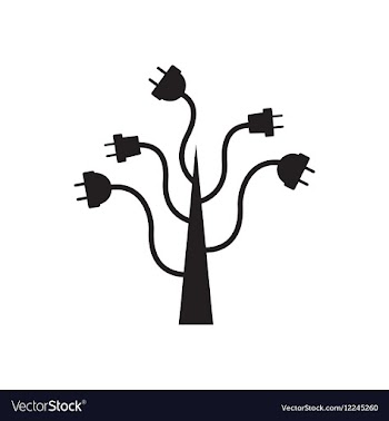 Flat icon in black and white tree energy vector image