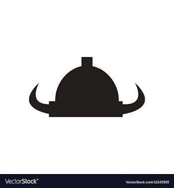 Flat icon in black and white Viking hat vector image