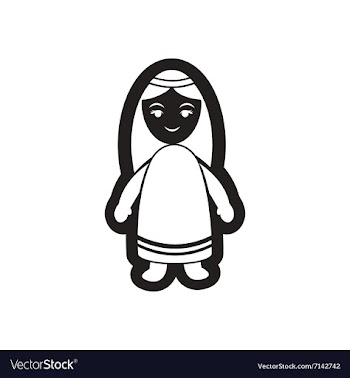 Flat icon in black and white Virgin Mary vector image