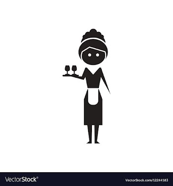 Flat icon in black and white waitress vector image