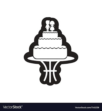 Flat icon in black and white wedding cake vector image