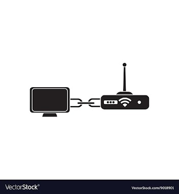 Flat icon in black and white Wi fi modem computer vector image