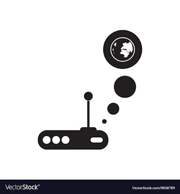 Flat icon in black and white Wi fi modem vector image