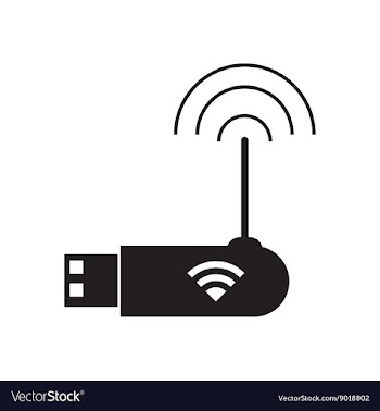 Flat icon in black and white Wi fi modem vector image