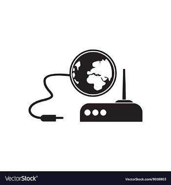 Flat icon in black and white Wi fi modem vector image