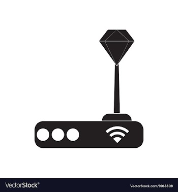 Flat icon in black and white Wi fi modem vector image