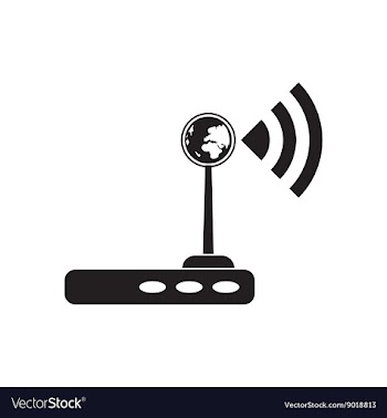 Flat icon in black and white Wi fi modem vector image