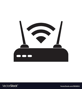 Flat icon in black and white Wi fi modem vector image