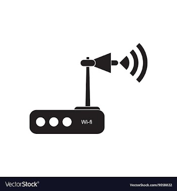 Flat icon in black and white Wi fi modem vector image