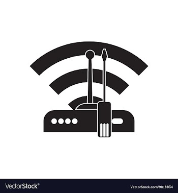 Flat icon in black and white Wi fi modem vector image