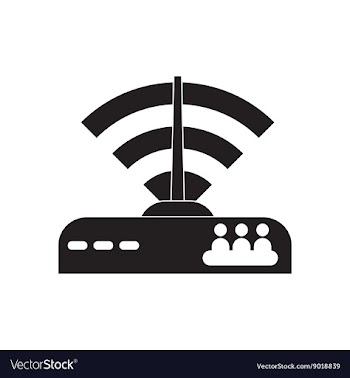 Flat icon in black and white Wi fi modem vector image