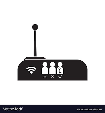 Flat icon in black and white Wi fi modem vector image