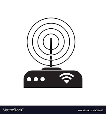Flat icon in black and white Wi fi modem vector image