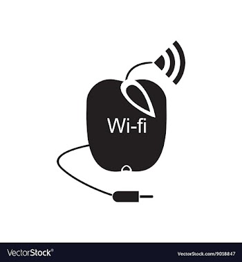 Flat icon in black and white Wi fi modem vector image
