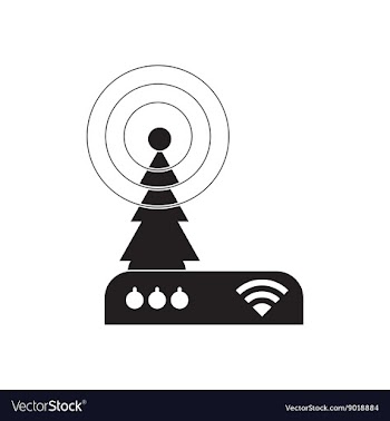 Flat icon in black and white Wi fi modem vector image