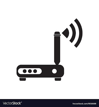 Flat icon in black and white Wi fi modem vector image