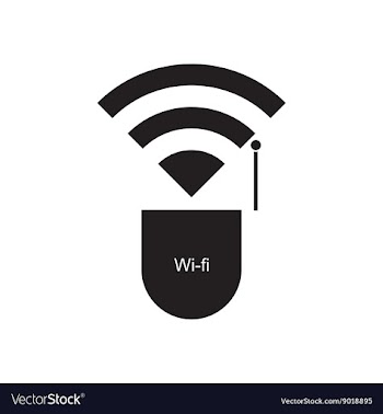 Flat icon in black and white Wi fi modem vector image