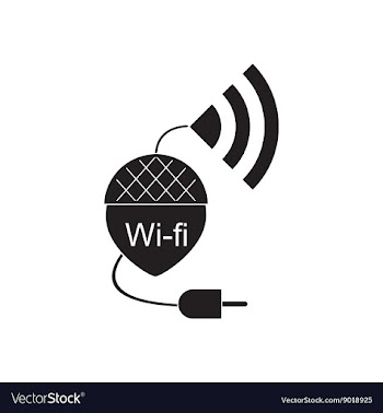 Flat icon in black and white Wi fi modem vector image
