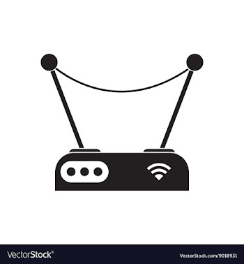 Flat icon in black and white Wi fi modem vector image
