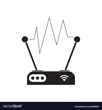 Flat icon in black and white Wi fi modem vector image