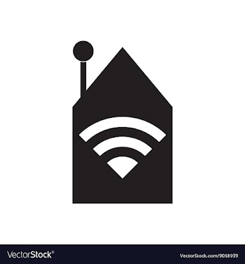 Flat icon in black and white Wi fi modem vector image