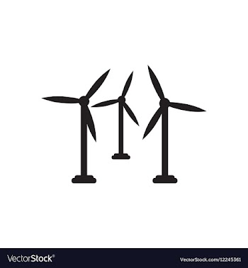 Flat icon in black and white Wind turbine vector image