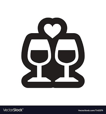 Flat icon in black and white wine glasses vector image