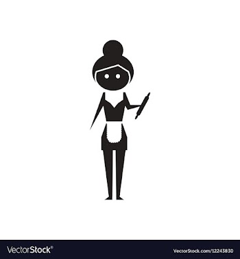 Flat icon in black and white woman housewife vector image