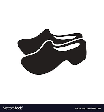Flat icon in black and white wooden shoes vector image