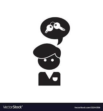 Flat icon in black and white Worker thought vector image