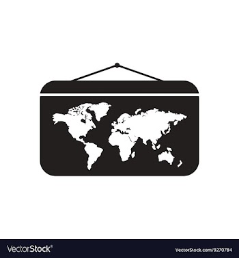 Flat icon in black and white World map vector image