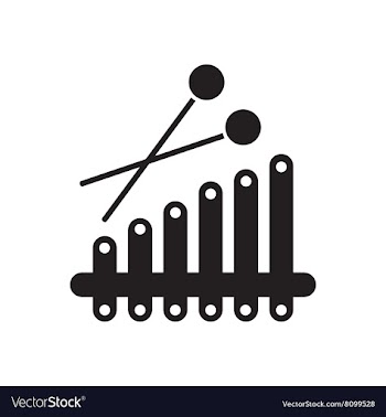 Flat icon in black and white xylophone vector image