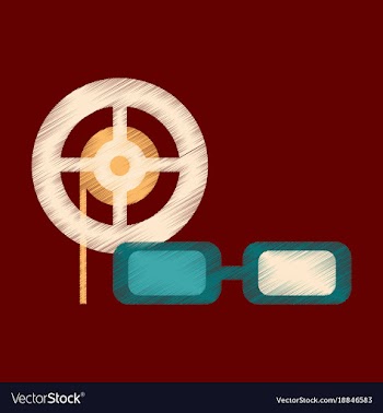 Flat icon in shading style 3d cinema vector image