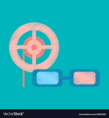 Flat icon in shading style 3d cinema vector image