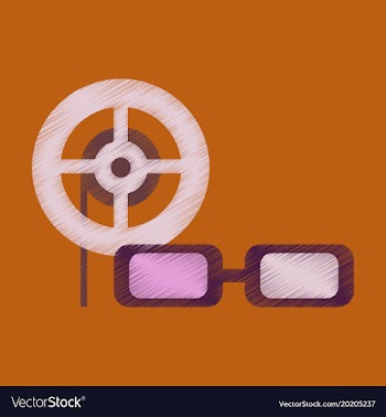 Flat icon in shading style 3d cinema vector image
