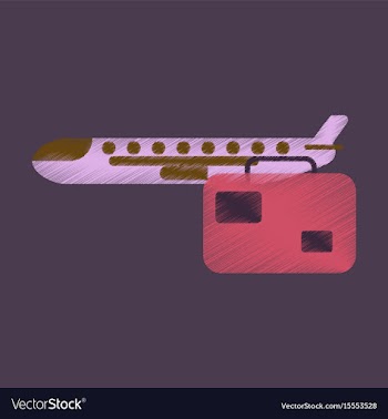 Flat icon in shading style aircraft luggage vector image