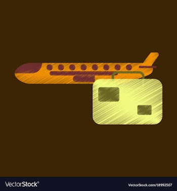 Flat icon in shading style aircraft luggage vector image