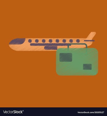 Flat icon in shading style aircraft luggage vector image