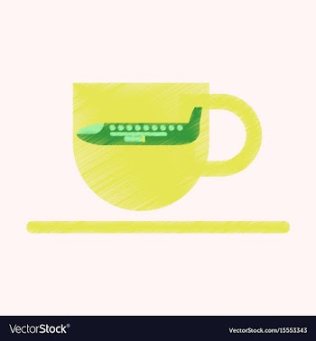 Flat icon in shading style airplane cup of coffee vector image