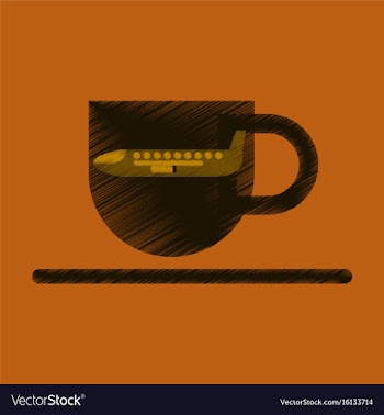 Flat icon in shading style airplane cup of coffee vector image