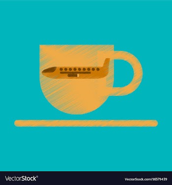 Flat icon in shading style airplane cup of coffee vector image